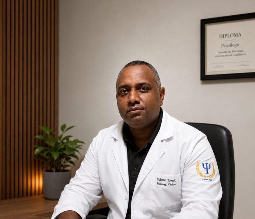 Psicólogo Robson Toledo em seu consultório